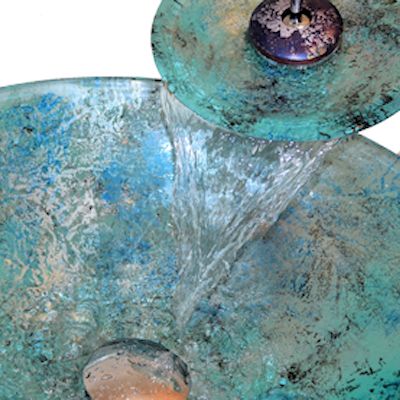 Стеклянная раковина Nova Aurena вид сбоку цвет голубой