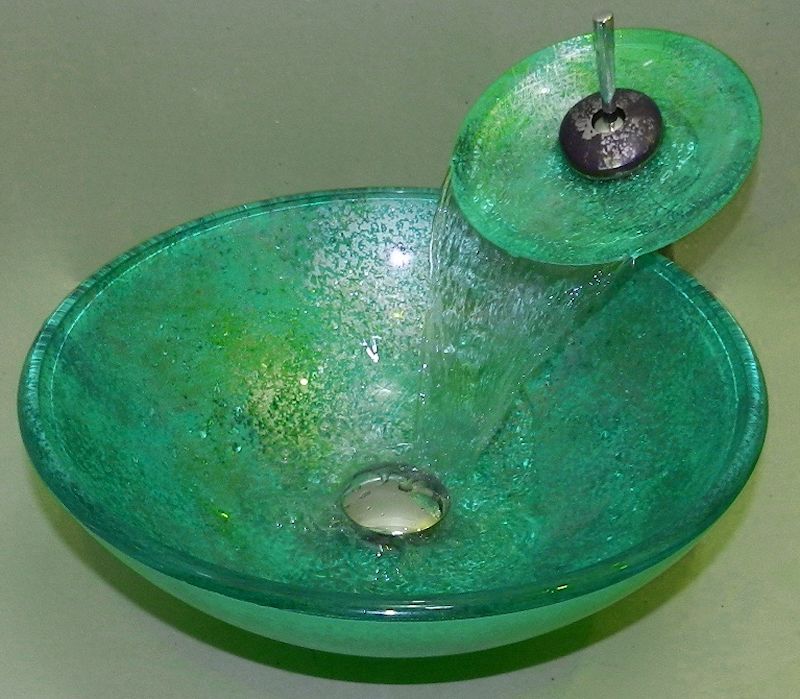 Изображение стеклянной бирюзовой раковины чаши Nova Greena